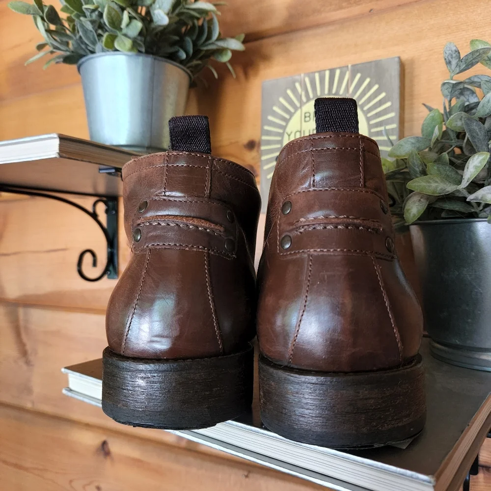 Johnston Murphy‎ 💙 20-6580 Sheepskin Leather Brown Ankle Chukka Boots Split 12M